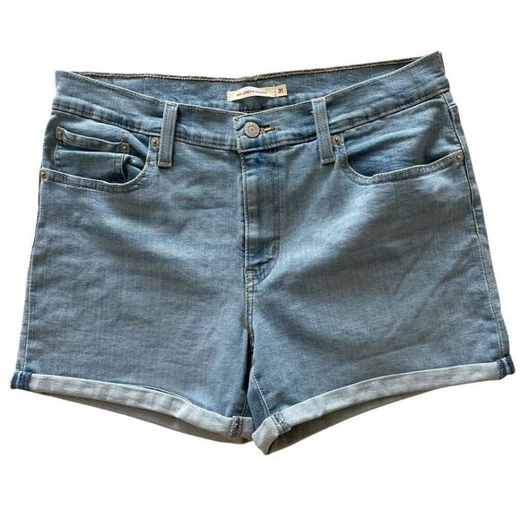 Levi's Pants - New Levi’s Mid Length Shorts Light Blue Denim Jean Women’s Sz 31 Stretch Cuffed